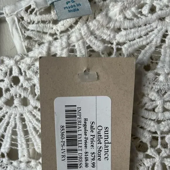 Sundance cotton lace eyelet shift dress NWT - Picture 7 of 10
